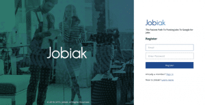 Jobiak registration window